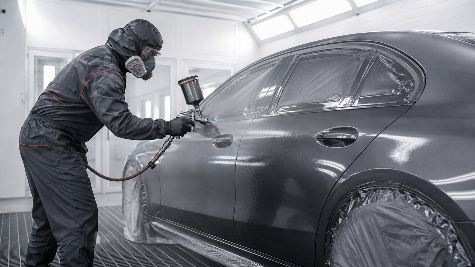 Application en cabine — peinture automobile complete ou partielle, atelier CPM-531 à Évreux