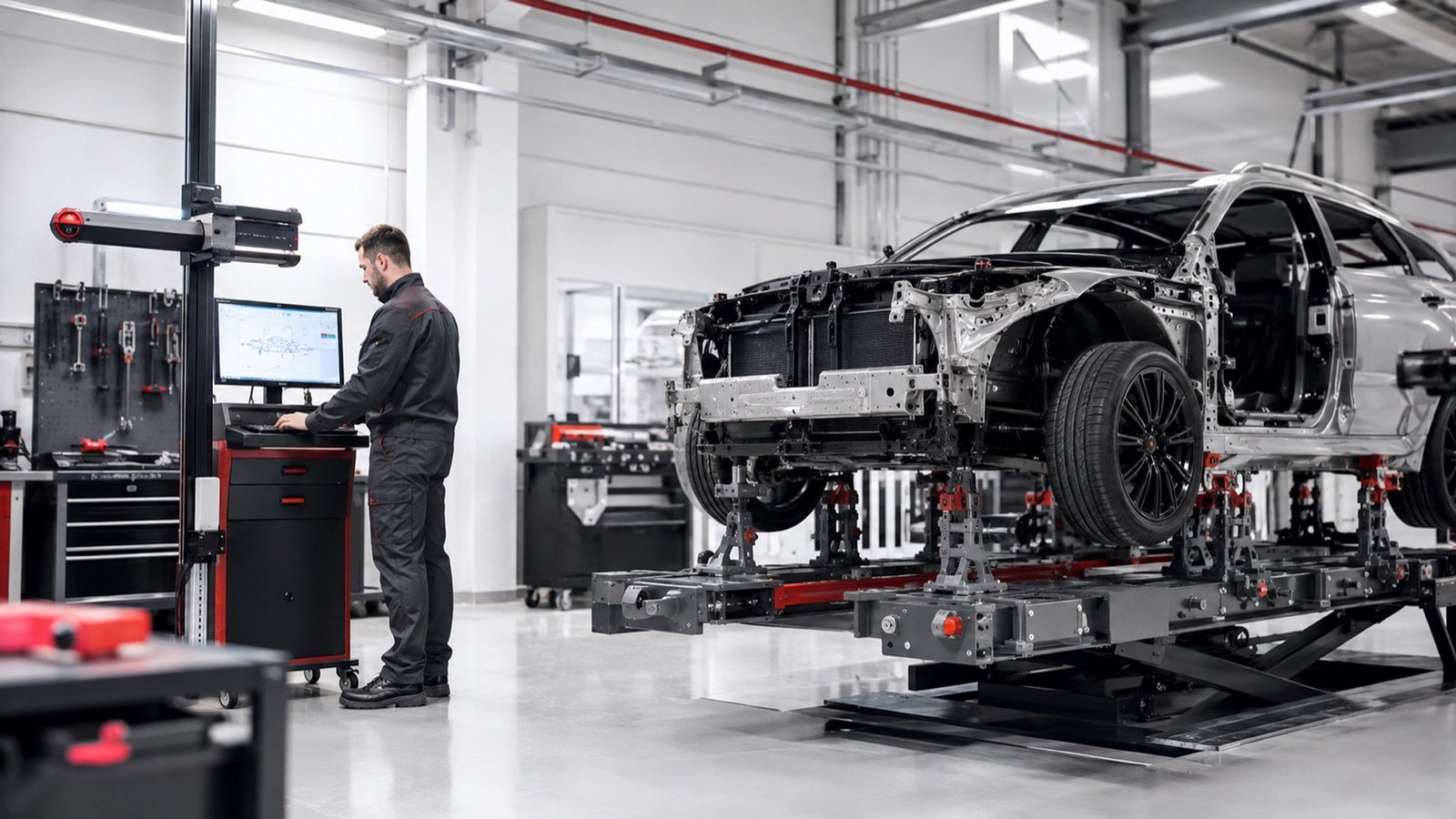 Contrôle de la géométrie du châssis — reparation carrosserie toutes marques, atelier CPM-531 à Évreux